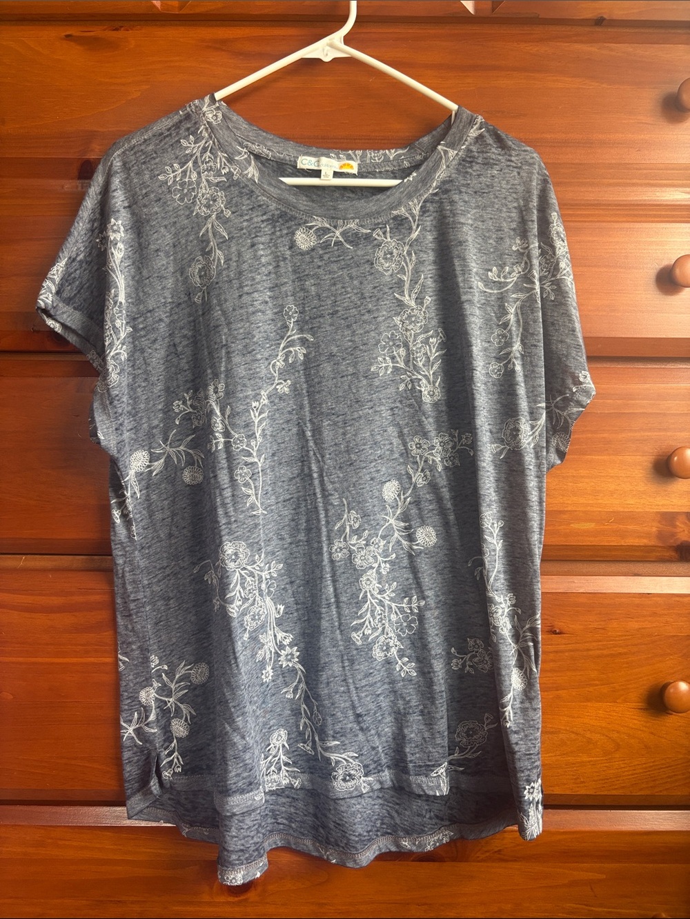 C&C California Heathered Navy Blue Floral Tee
